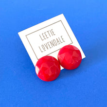 Load image into Gallery viewer, Red Faceted Trudy Lucite Button Stud Earrings