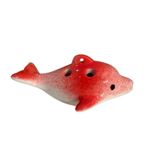 Load image into Gallery viewer, Ceramic Dolphin Ocarina Red