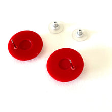 Load image into Gallery viewer, Red Faceted Trudy Lucite Button Stud Earrings