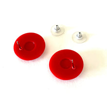 Load image into Gallery viewer, Red Faceted Trudy Lucite Button Stud Earrings