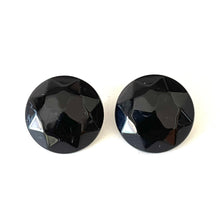 Load image into Gallery viewer, Black Faceted Trudy Lucite Button Stud Earrings
