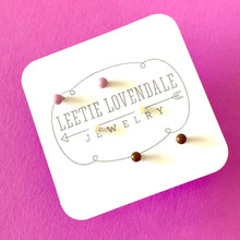 Load image into Gallery viewer, Lavender Cream and Coffee Tiny Studs Earrings Set