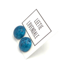 Load image into Gallery viewer, Aqua Capiz Lucite Stud Earrings *