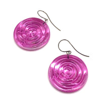 Load image into Gallery viewer, Hot Pink &amp; Glow Spiral Drop Earrings
