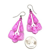 Load image into Gallery viewer, Hot Pink Glow Triad Earrings