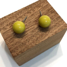Load image into Gallery viewer, Chartreuse Lucite Ball Stud Earrings