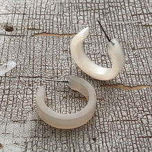 Load image into Gallery viewer, Creamy White Moonglow Mini Classic Hoop Earrings