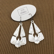 Load image into Gallery viewer, Clear &amp; Pearl Glow Triad Earrings