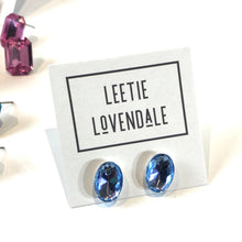 Load image into Gallery viewer, Light Sapphire Blue Small Oval Shine-On Stud Earrings