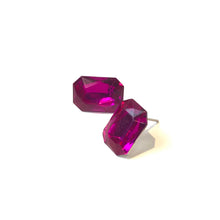Load image into Gallery viewer, Hot Pink Faceted Rectangle Shine-On Stud Earrings
