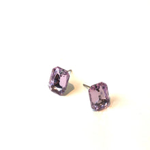 Load image into Gallery viewer, Lilac Small Rectangle Shine-On Stud Earrings