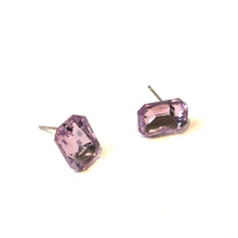 Load image into Gallery viewer, Lilac Small Rectangle Shine-On Stud Earrings