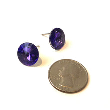 Load image into Gallery viewer, Bright Purple Coin Shine-On Stud Earrings