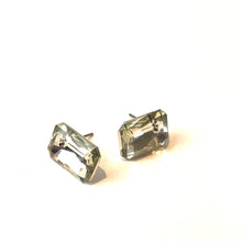 Load image into Gallery viewer, Clear Faceted Rectangle Shine-On Stud Earrings