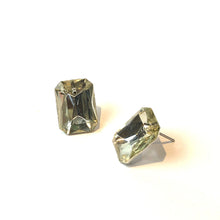 Load image into Gallery viewer, Clear Faceted Rectangle Shine-On Stud Earrings