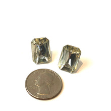 Load image into Gallery viewer, Clear Faceted Rectangle Shine-On Stud Earrings