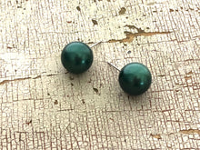 Load image into Gallery viewer, Green Black Pearl Metallic Ball Stud Earrings