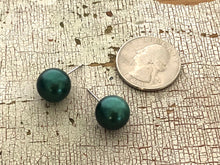 Load image into Gallery viewer, Green Black Pearl Metallic Ball Stud Earrings