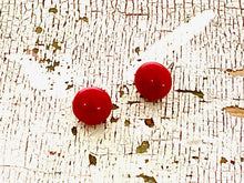 Load image into Gallery viewer, Cherry Red Small Retro Button Stud Earrings
