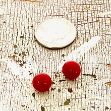 Load image into Gallery viewer, Cherry Red Small Retro Button Stud Earrings