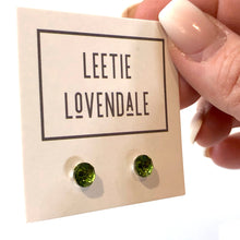 Load image into Gallery viewer, Olive Green Tiny Shine-On Coin Stud Earrings