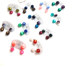 Load image into Gallery viewer, Navy and Chocolate Moonglow Lollipop Drop Earrings