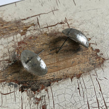 Load image into Gallery viewer, Silver Metallic Mercury Lucite Oval Stud Earrings