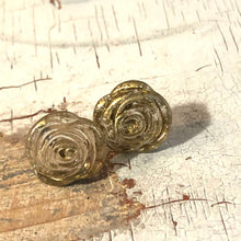 Load image into Gallery viewer, Mercury Lucite Carved Floral Rose Stud Earrings