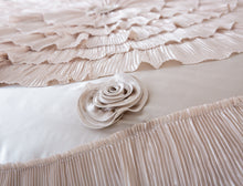 Load image into Gallery viewer, Tache Satin Ruffle Luxury Floral Champagne Beige Frosted Field Comforter Set (MZ1051)