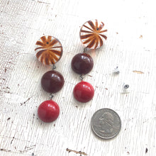 Load image into Gallery viewer, Tortoise Sunburst Carnelian &amp; Red Tri Dot Drop Earrings