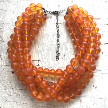 Load image into Gallery viewer, Orange Frosted Lucite Beaded Sylvie Statement Necklace
