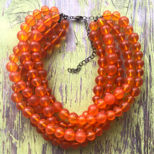 Load image into Gallery viewer, Orange Frosted Lucite Beaded Sylvie Statement Necklace