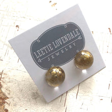 Load image into Gallery viewer, Metallic Gold Mercury Lucite Retro Button Stud Earrings