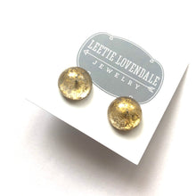 Load image into Gallery viewer, Metallic Gold Mercury Lucite Retro Button Stud Earrings