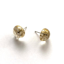 Load image into Gallery viewer, Metallic Gold Mercury Lucite Retro Button Stud Earrings