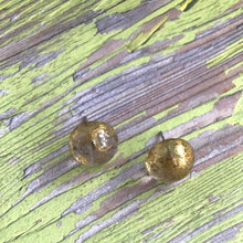 Load image into Gallery viewer, Metallic Gold Mercury Lucite Retro Button Stud Earrings