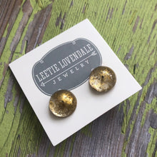 Load image into Gallery viewer, Metallic Gold Mercury Lucite Retro Button Stud Earrings