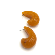 Load image into Gallery viewer, Huge Chunky Mustard Speckled Hoop Stud Earrings