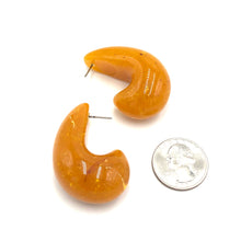 Load image into Gallery viewer, Huge Chunky Mustard Speckled Hoop Stud Earrings