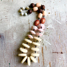 Load image into Gallery viewer, Scalloped Cream &amp; Rusts Lucite Beaded Carmen Necklace