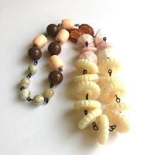 Load image into Gallery viewer, Scalloped Cream &amp; Rusts Lucite Beaded Carmen Necklace
