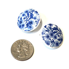 Load image into Gallery viewer, Cobalt Floral Retro Button Stud Earrings