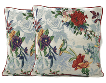 Load image into Gallery viewer, DaDa Bedding Elegant Tropical Paradise Birds Floral Tapestry Throw Pillow Covers 16" (18116)