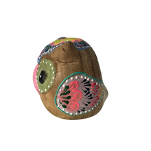 Load image into Gallery viewer, Hand-Painted Wooden Owl Figurine - Blue &amp; Pink Floral Accents