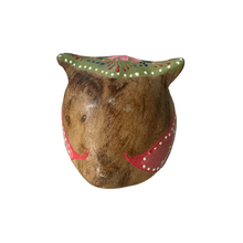 Load image into Gallery viewer, Hand-Painted Wooden Owl Figurine - Purple Eyes &amp; Yellow Beak