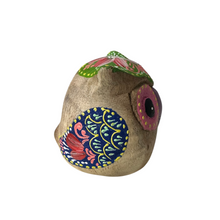 Load image into Gallery viewer, Hand-Painted Wooden Owl Figurine - Purple &amp; Pink Decorative Pattern