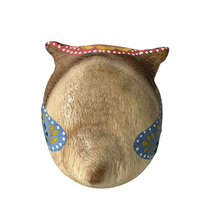 Load image into Gallery viewer, Hand-Painted Wooden Owl Figurine - Vibrant Blue &amp; Yellow Accents
