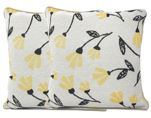 Load image into Gallery viewer, DaDa Bedding Yellow Fleur Floral Botanical Spring Tapestry Throw Pillow Cover, 16" x 16" (18112)