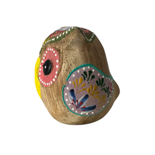 Load image into Gallery viewer, Hand-Painted Wooden Owl Figurine - Yellow &amp; Green Artistic Design