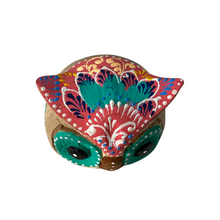 Load image into Gallery viewer, Hand-Painted Wooden Owl Figurine - Warm Earth Tones &amp; Floral Design